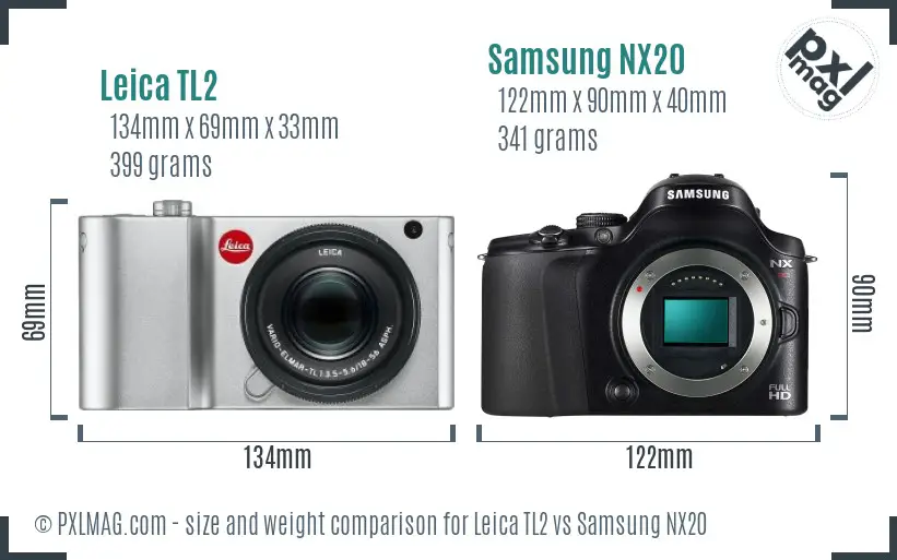 Leica TL2 vs Samsung NX20 size comparison