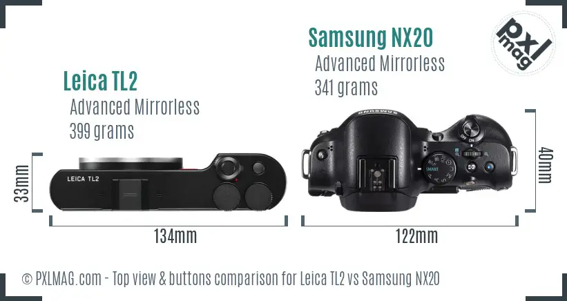 Leica TL2 vs Samsung NX20 top view buttons comparison