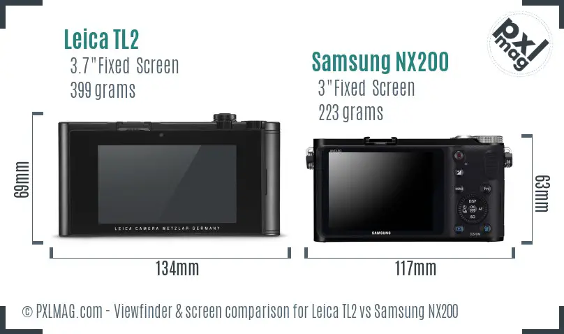 Leica TL2 vs Samsung NX200 Screen and Viewfinder comparison
