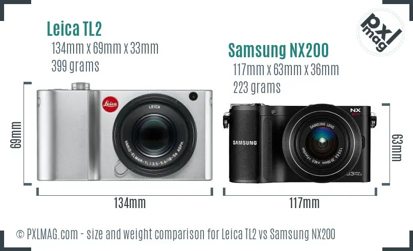 Leica TL2 vs Samsung NX200 size comparison