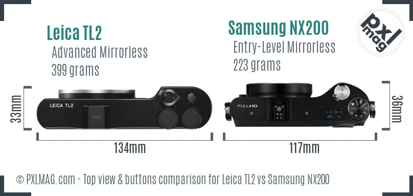 Leica TL2 vs Samsung NX200 top view buttons comparison