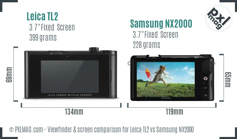 Leica TL2 vs Samsung NX2000 Screen and Viewfinder comparison