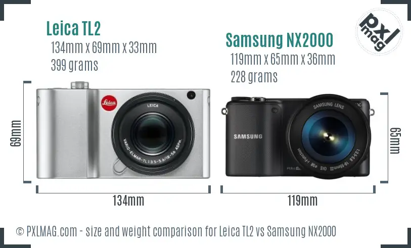 Leica TL2 vs Samsung NX2000 size comparison