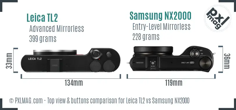 Leica TL2 vs Samsung NX2000 top view buttons comparison
