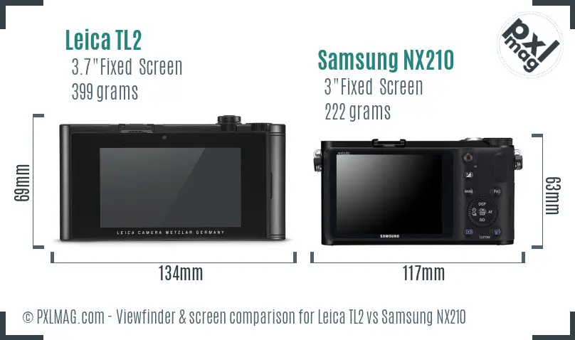 Leica TL2 vs Samsung NX210 Screen and Viewfinder comparison