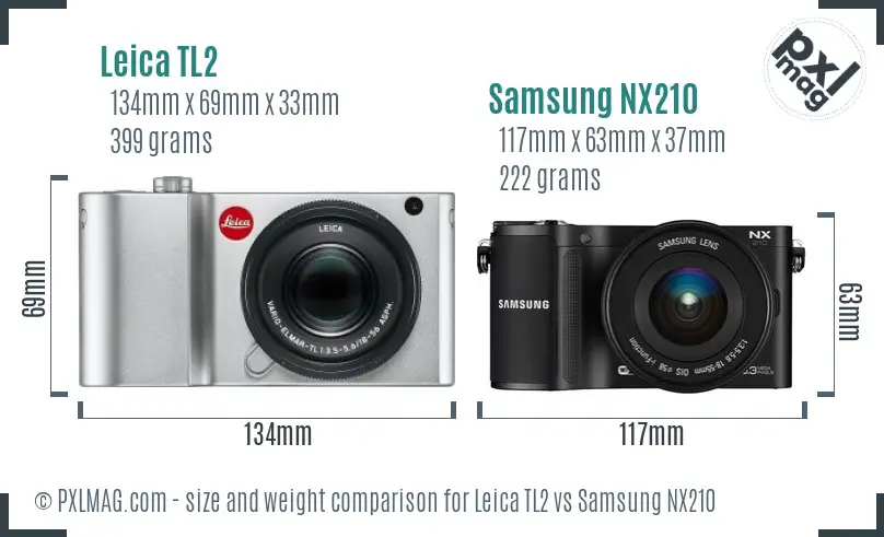 Leica TL2 vs Samsung NX210 size comparison