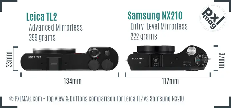 Leica TL2 vs Samsung NX210 top view buttons comparison