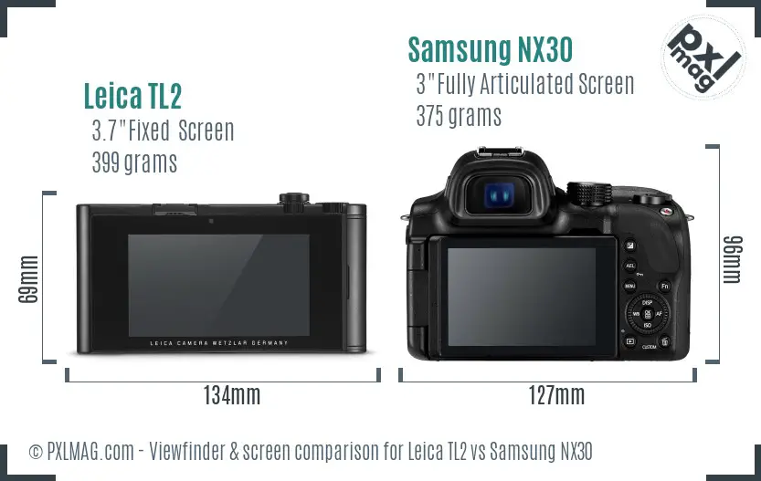 Leica TL2 vs Samsung NX30 Screen and Viewfinder comparison