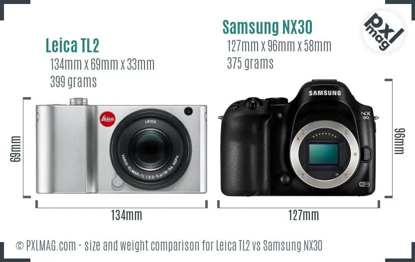 Leica TL2 vs Samsung NX30 size comparison