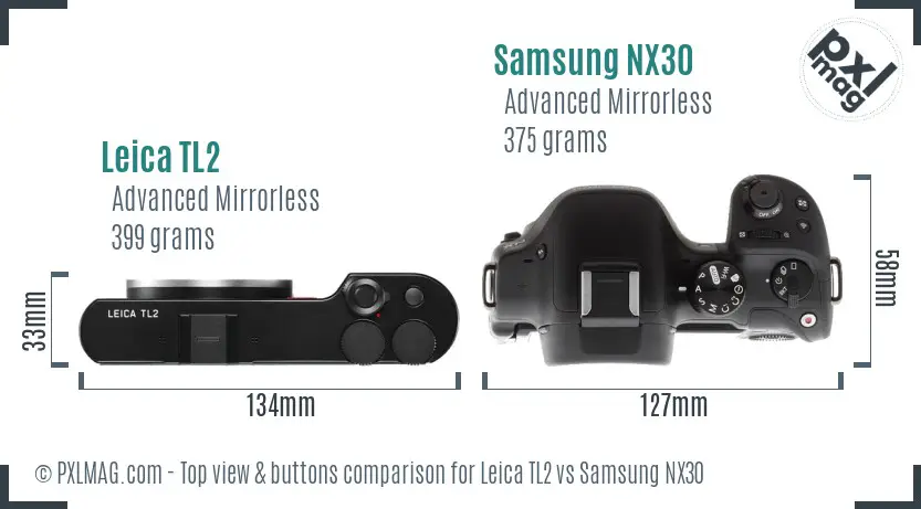 Leica TL2 vs Samsung NX30 top view buttons comparison