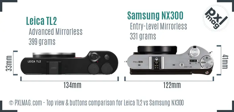 Leica TL2 vs Samsung NX300 top view buttons comparison Leica TL2 vs Samsung NX300 top view buttons comparison