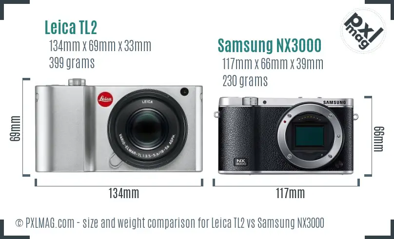Leica TL2 vs Samsung NX3000 size comparison