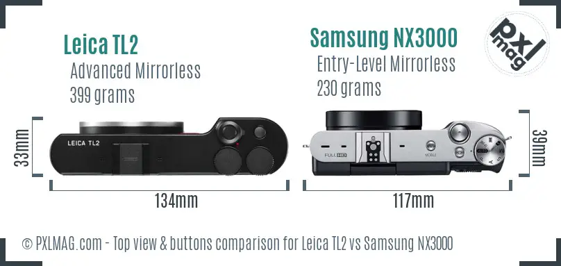 Leica TL2 vs Samsung NX3000 top view buttons comparison