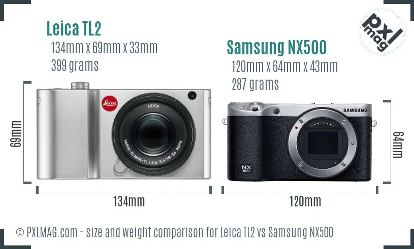 Leica TL2 vs Samsung NX500 size comparison