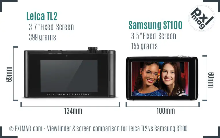 Leica TL2 vs Samsung ST100 Screen and Viewfinder comparison