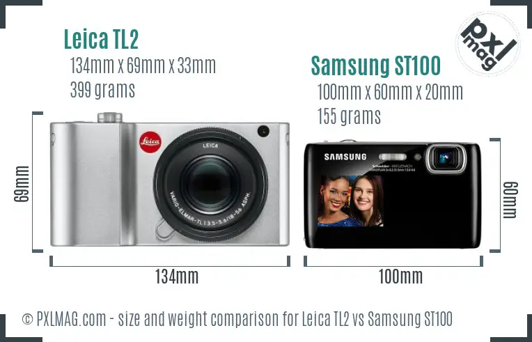 Leica TL2 vs Samsung ST100 size comparison