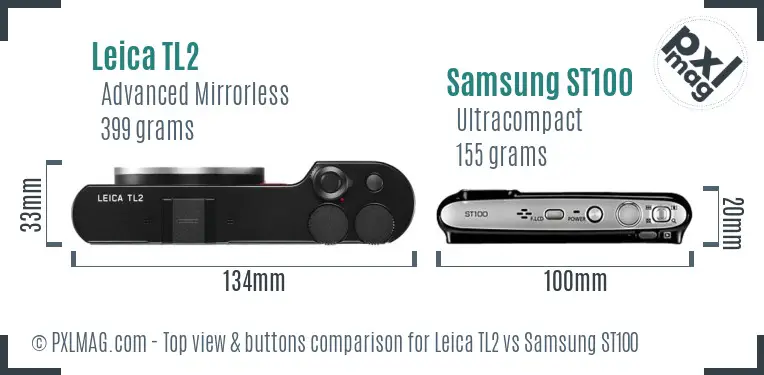 Leica TL2 vs Samsung ST100 top view buttons comparison