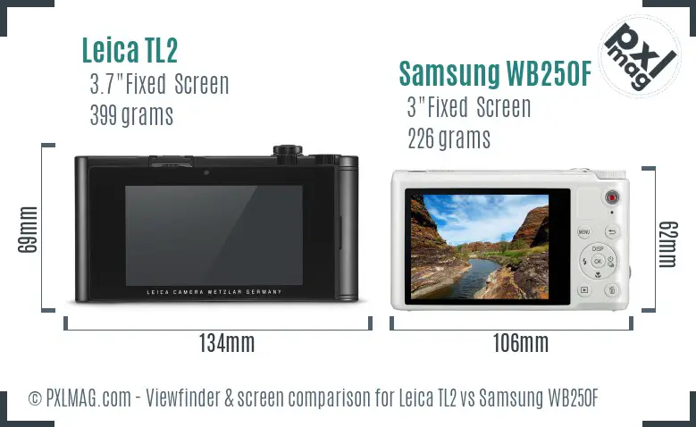 Leica TL2 vs Samsung WB250F Screen and Viewfinder comparison