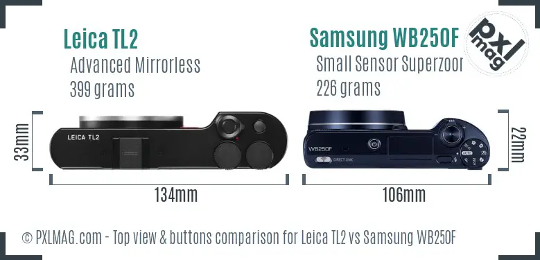 Leica TL2 vs Samsung WB250F top view buttons comparison