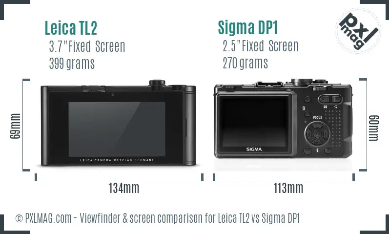 Leica TL2 vs Sigma DP1 Screen and Viewfinder comparison