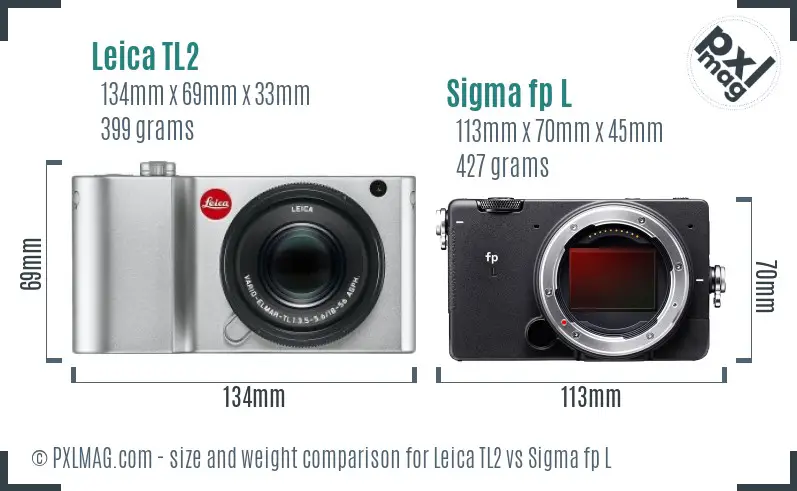 Leica TL2 vs Sigma fp L size comparison