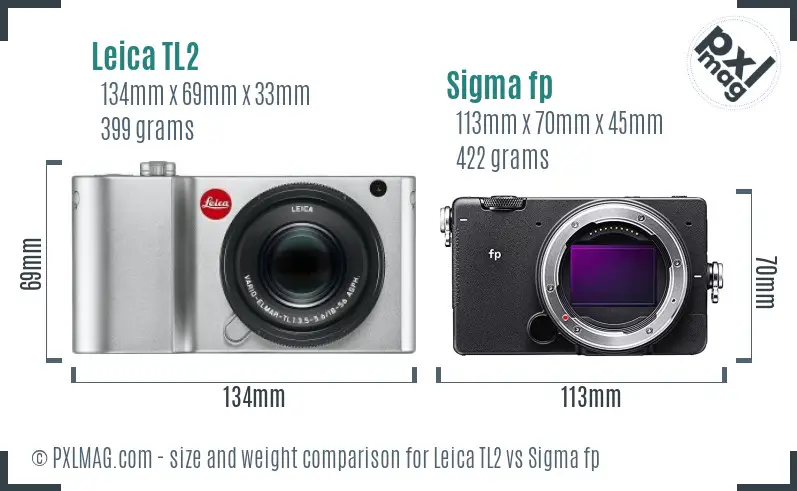 Leica TL2 vs Sigma fp size comparison