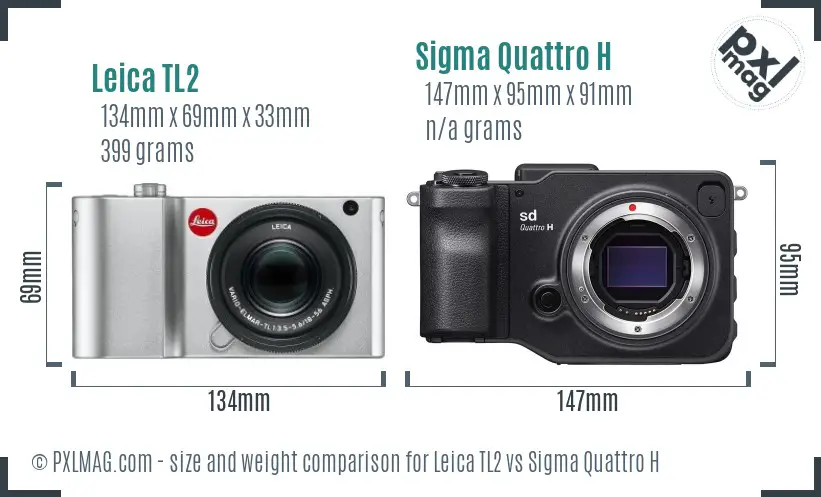 Leica TL2 vs Sigma Quattro H size comparison