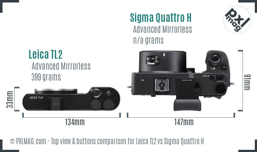 Leica TL2 vs Sigma Quattro H top view buttons comparison