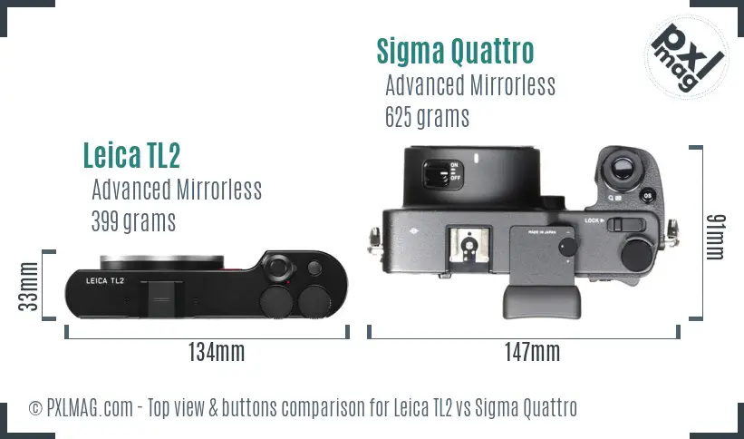 Leica TL2 vs Sigma Quattro top view buttons comparison