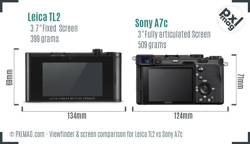 Leica TL2 vs Sony A7c Screen and Viewfinder comparison