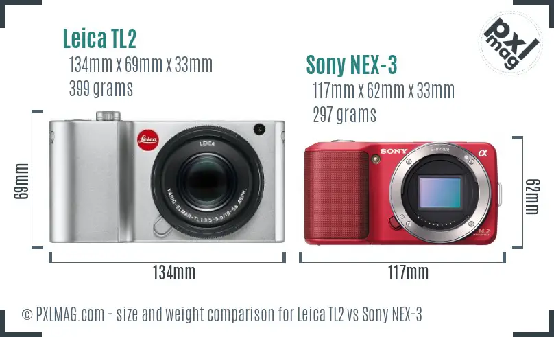 Leica TL2 vs Sony NEX-3 size comparison