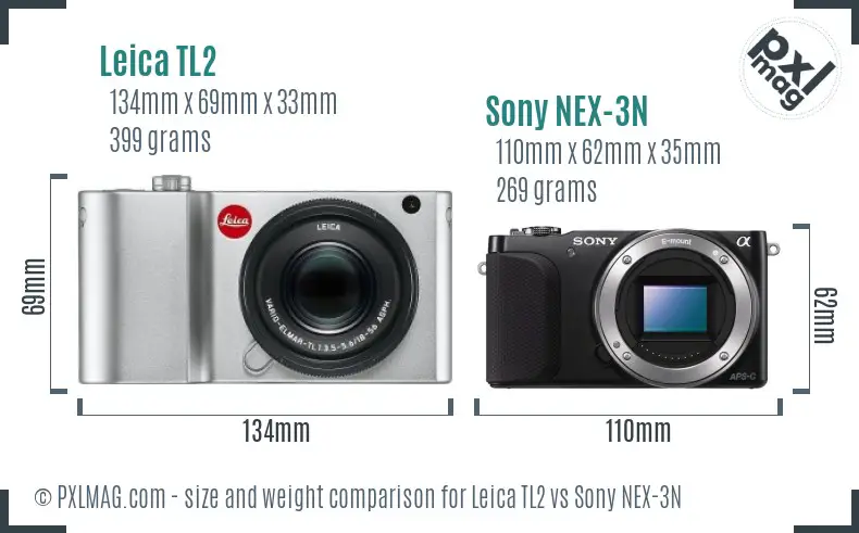 Leica TL2 vs Sony NEX-3N size comparison