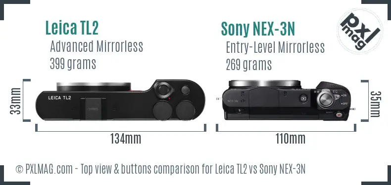 Leica TL2 vs Sony NEX-3N top view buttons comparison