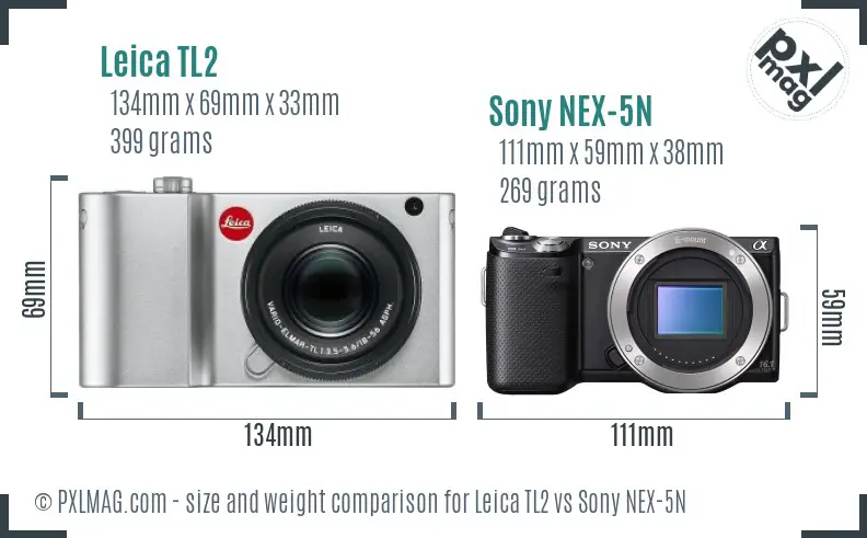 Leica TL2 vs Sony NEX-5N size comparison