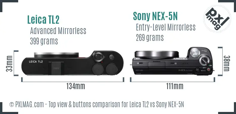 Leica TL2 vs Sony NEX-5N top view buttons comparison