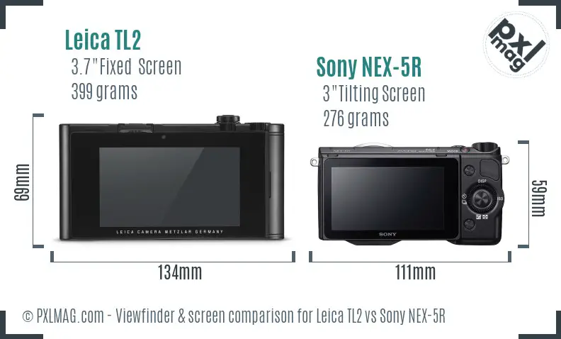 Leica TL2 vs Sony NEX-5R Screen and Viewfinder comparison