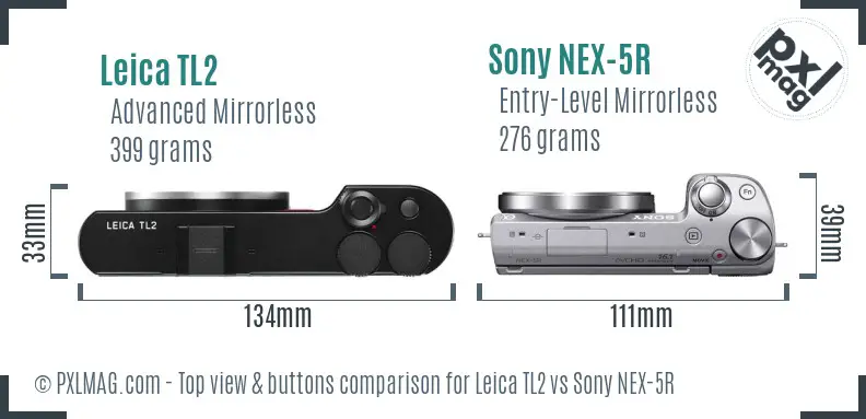 Leica TL2 vs Sony NEX-5R top view buttons comparison