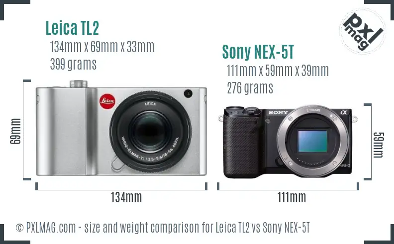 Leica TL2 vs Sony NEX-5T size comparison