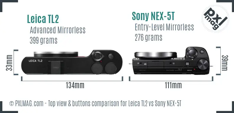 Leica TL2 vs Sony NEX-5T top view buttons comparison