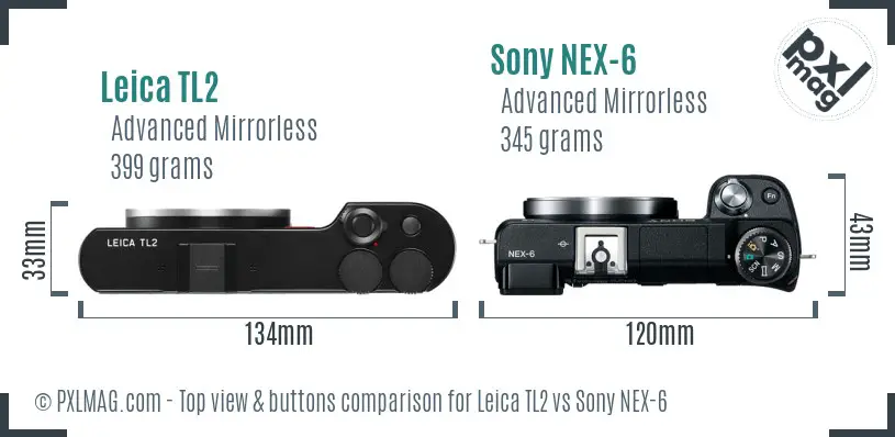 Leica TL2 vs Sony NEX-6 top view buttons comparison Leica TL2 vs Sony NEX-6 top view buttons comparison