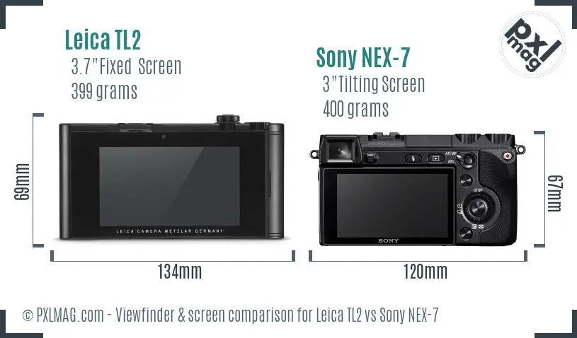 Leica TL2 vs Sony NEX-7 Screen and Viewfinder comparison