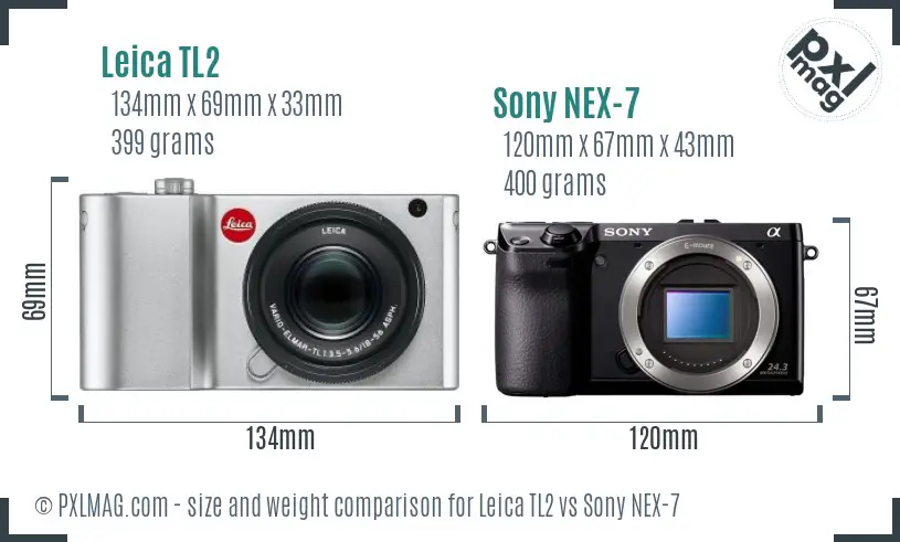 Leica TL2 vs Sony NEX-7 size comparison