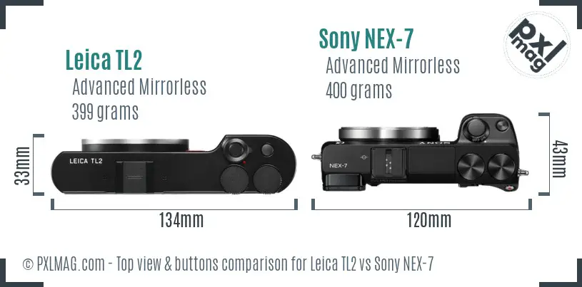 Leica TL2 vs Sony NEX-7 top view buttons comparison