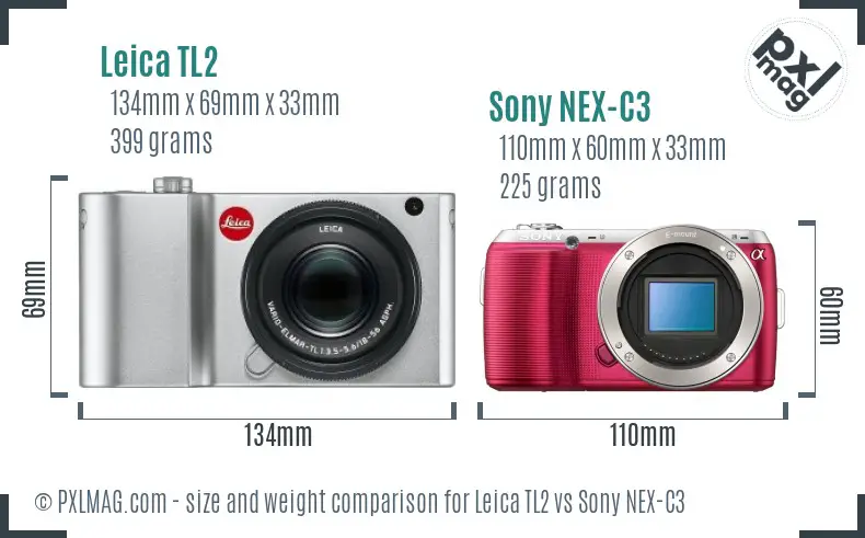 Leica TL2 vs Sony NEX-C3 size comparison