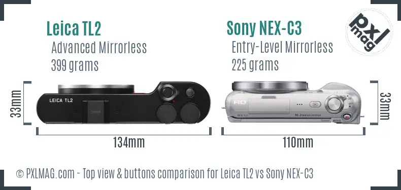 Leica TL2 vs Sony NEX-C3 top view buttons comparison