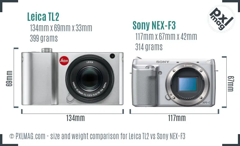 Leica TL2 vs Sony NEX-F3 size comparison