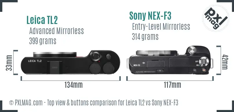 Leica TL2 vs Sony NEX-F3 top view buttons comparison