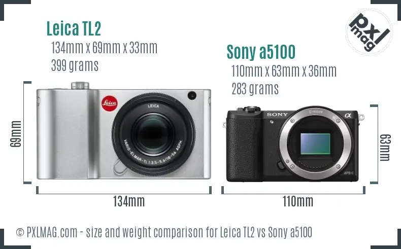 Leica TL2 vs Sony a5100 size comparison