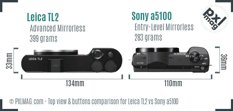 Leica TL2 vs Sony a5100 top view buttons comparison