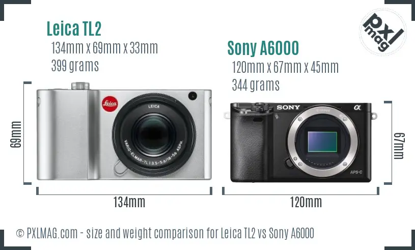 Leica TL2 vs Sony A6000 size comparison